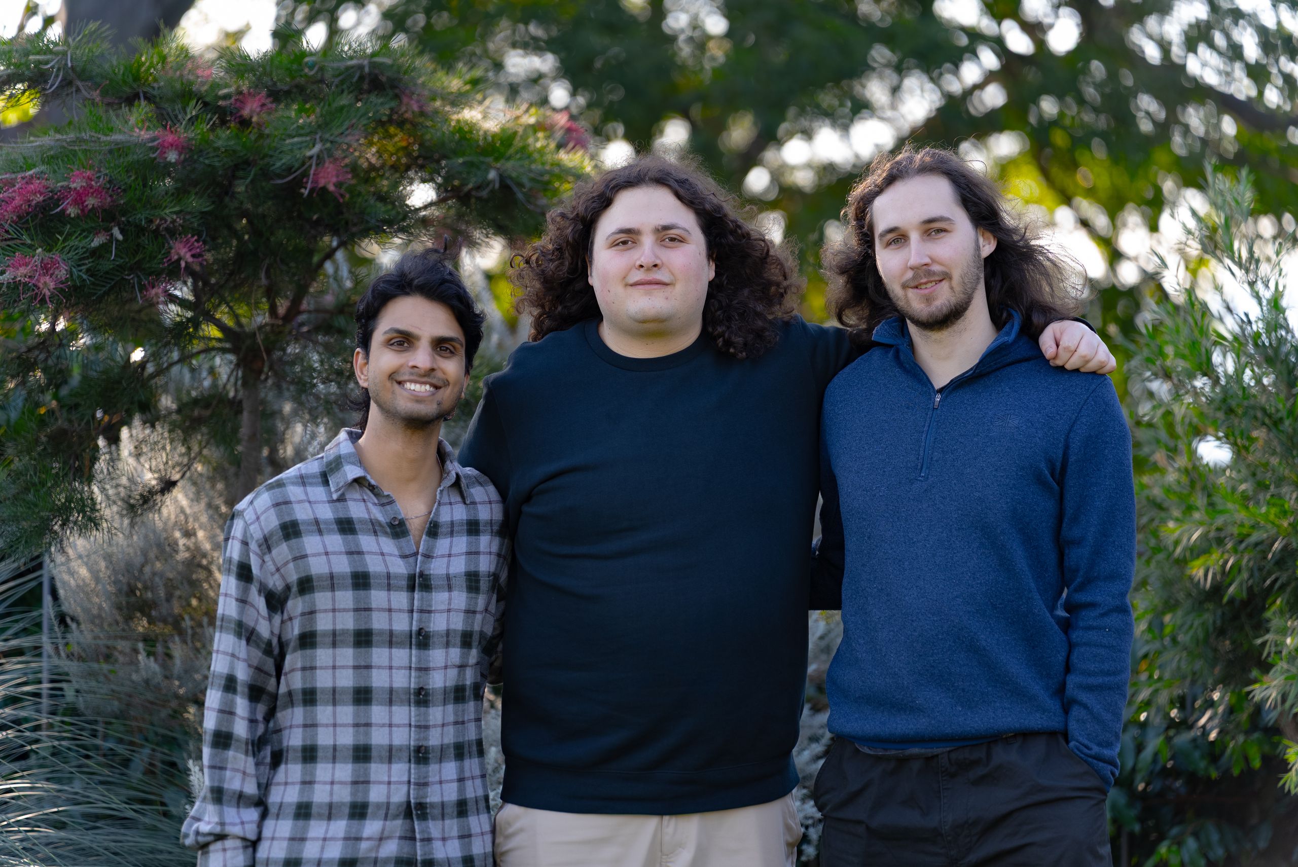 The three HILstart founders standing together outdoors — Rahul Bhati, William A'court, and Simon Alexander